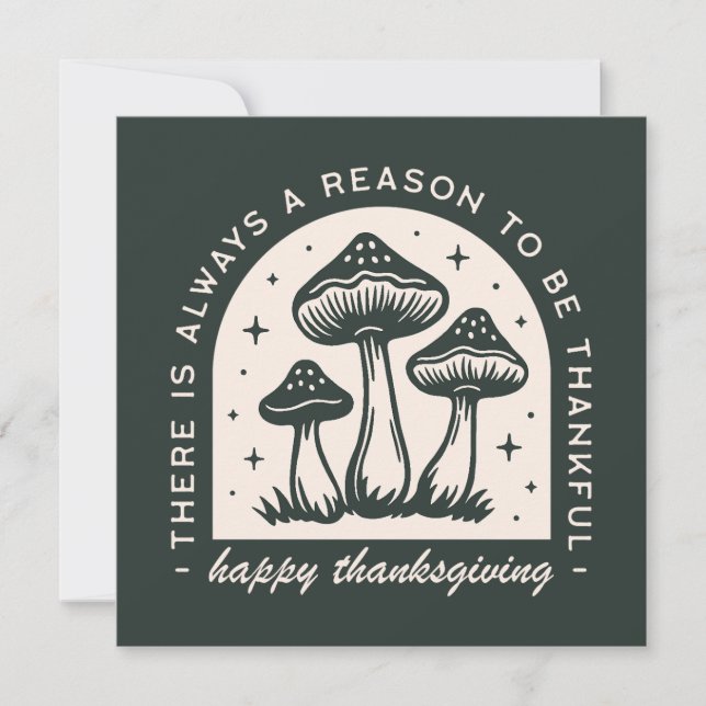 Happy Thanksgiving thankful quotes green mushroom Julkort (Framsida)