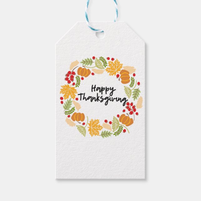 HAPPY THANKSGIVING, Thanksgiving, utandning, vätsk Presentetikett (Framsidan)