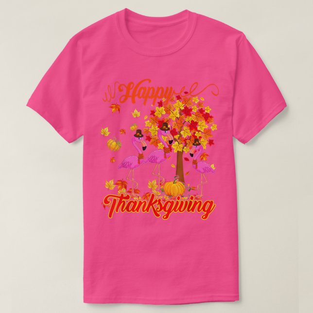 Happy Thanksgiving Three Funny Flamingos Wearing H T Shirt (Design framsida)