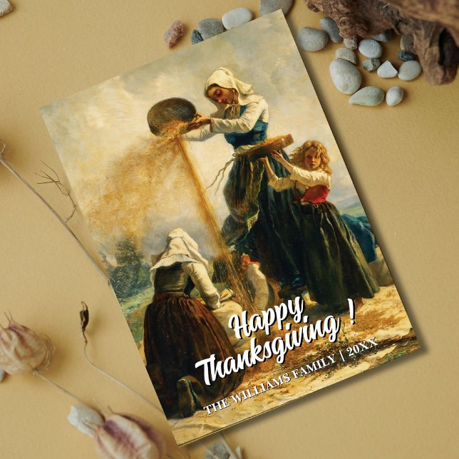 Happy thanksgiving Three Women Harvest Roussin Kort (Skapare uppladdad)