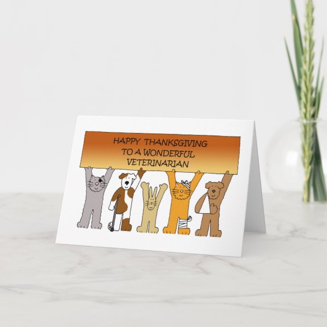 Happy thanksgiving till veterinära Tecknader Kort (Framsida)