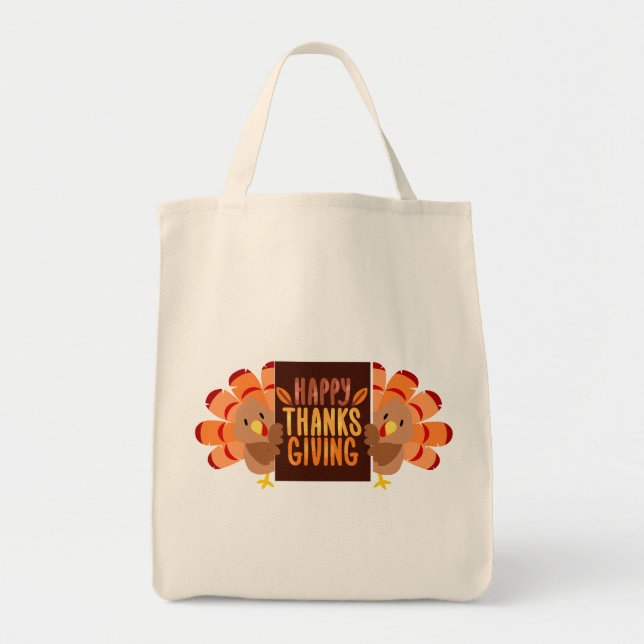 Happy thanksgiving Tote Bag Tygkasse (Framsidan)