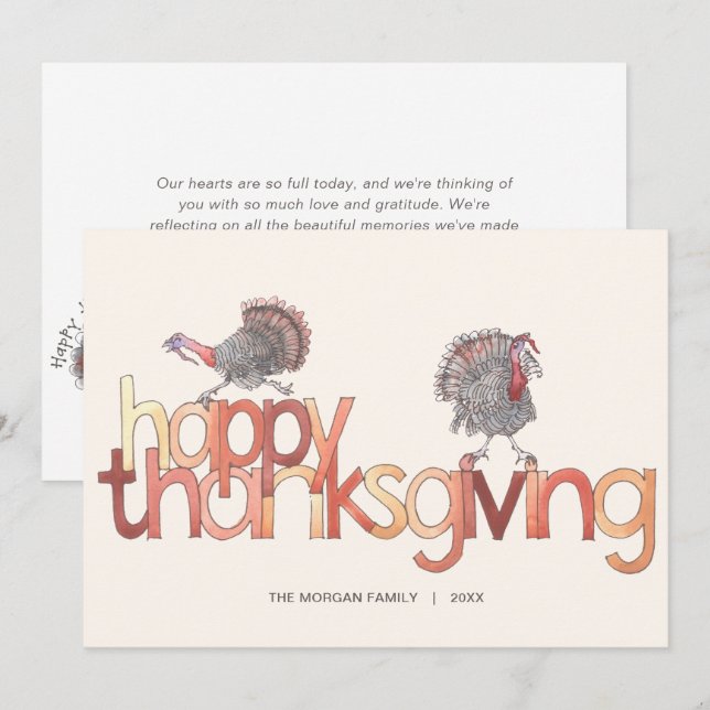 Happy thanksgiving Traditionell Turkiet-Thanksgivi Julkort (Fram/baksida)