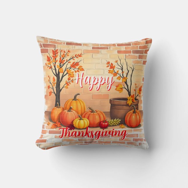 Happy thanksgiving Trendig Bevackert Fall Kudde (Framsida)