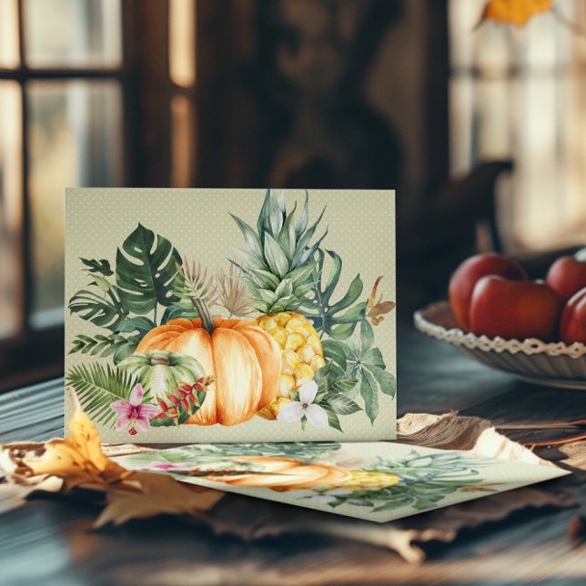 Happy thanksgiving Tropiskt Pumpkin Pineapple Kort (Skapare uppladdad)