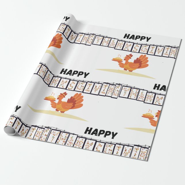 Happy thanksgiving Tupp Gift Wrapping White Presentpapper (Utrullad)