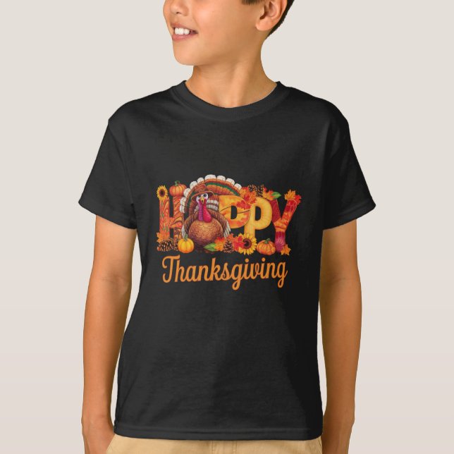Happy thanksgiving Turkey Fall T Shirt (Framsida)