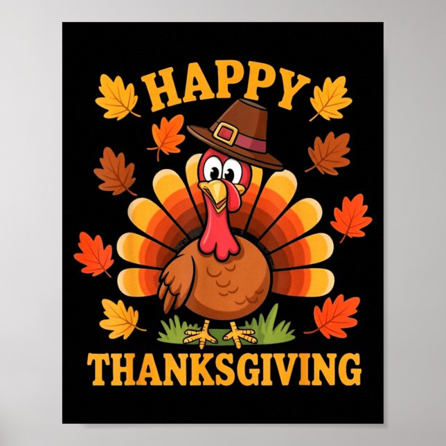 Happy Thanksgiving Turkey Family Dinner Thanksgivi Poster (Framsidan)