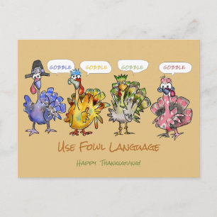 happy thanksgiving Turkey Fowl Language Helg Vykort