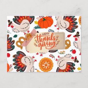 Happy thanksgiving Turkey och Pumpkins Helg Vykort