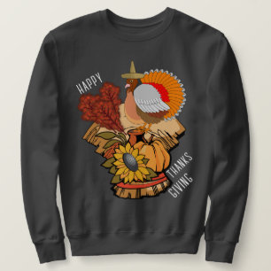 Happy thanksgiving Turkey Pilgrim Helgdag Sweater Lång Ärmad Tröja
