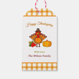 Happy thanksgiving Turkey Pumpkin Gult Orange Presentetikett