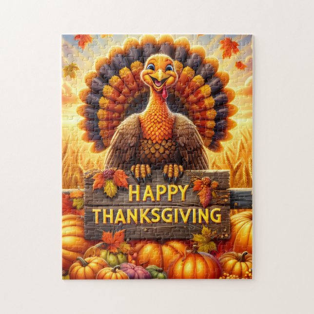 Happy Thanksgiving Turkey Puzzle Pussel (Vertikal)