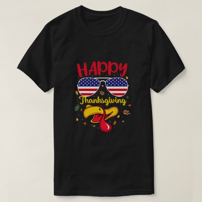 Happy thanksgiving Turkiet Ansikte USA, Flagga, ta T Shirt (Design framsida)