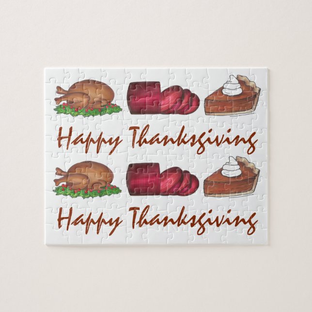 Happy thanksgiving Turkiet Cranberry Paj Helgdag Pussel (Horisontell)