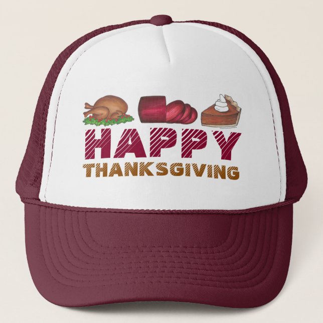Happy thanksgiving Turkiet Cranberry Paj-middag Truckerkeps (Framsida)