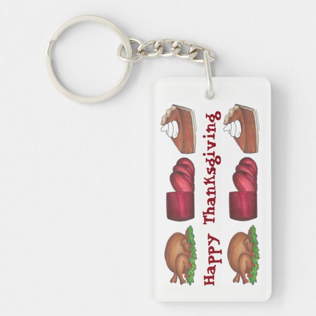 Happy thanksgiving Turkiet Cranberry Pumpkin Paj Nyckelring (Framsidan)