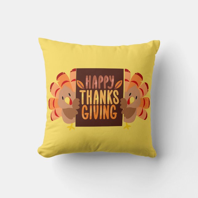 Happy thanksgiving Turkiet Dekorativ kudde (Framsida)