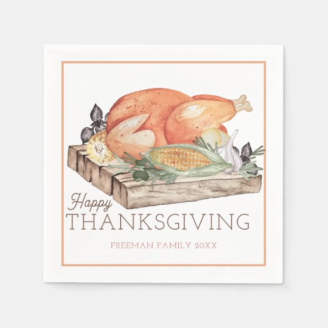 Happy thanksgiving Turkiet Dinner Napkin Pappersservett (Framsidan)