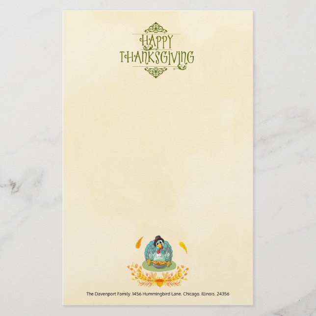 Happy thanksgiving Turkiet EEG Pumpkin Paj Brevpapper (Framsida)