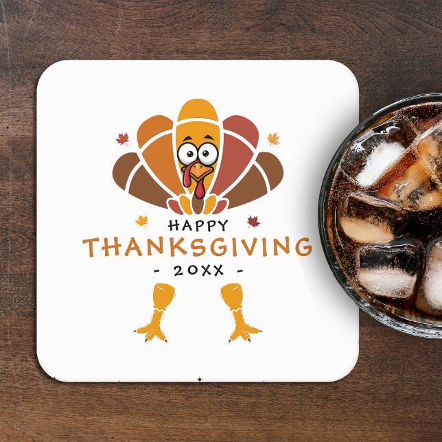 Happy thanksgiving Turkiet Fall Friendsgiving Part Underlägg Papper Kvadrat (Happy Thanksgiving Turkey Fall Friendsgiving Party Square Paper Coaster
)