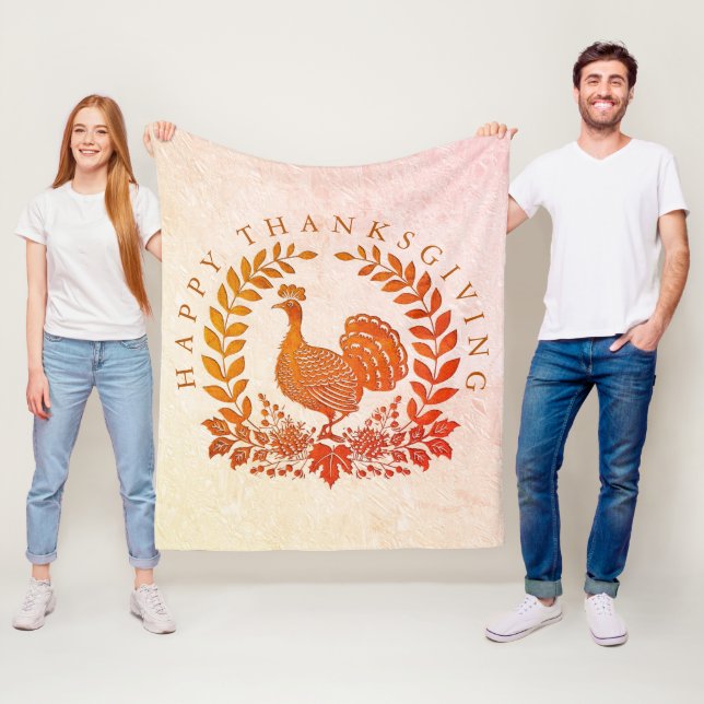 Happy thanksgiving Turkiet Fleece Blanket (På plats)