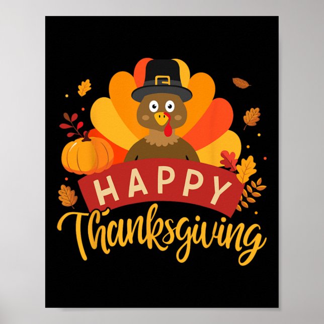 Happy thanksgiving Turkiet för familjemönster Poster (Framsidan)