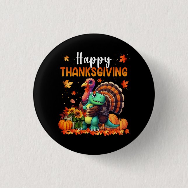 Happy thanksgiving, Turkiet, hugger Dinosaur Frien Knapp (Framsida)