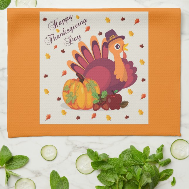 Happy thanksgiving Turkiet Kitchen Towel Kökshandduk (Vikta)