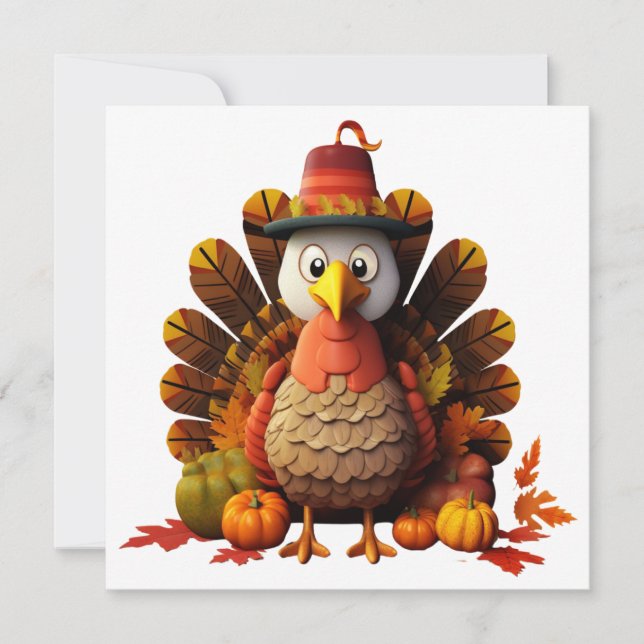 Happy thanksgiving-Turkiet-kort Julkort (Framsida)