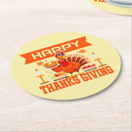 Happy thanksgiving Turkiet med Paj Underlägg Papper Rund