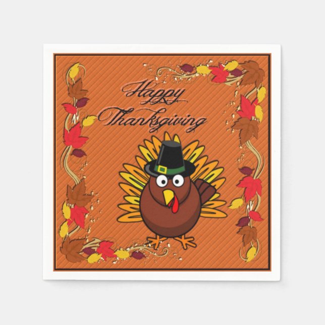 Happy thanksgiving Turkiet Middag Napkins Pappersservett (Framsidan)
