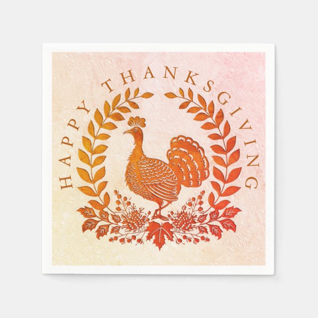 Happy thanksgiving Turkiet Napkins Pappersservett (Framsidan)