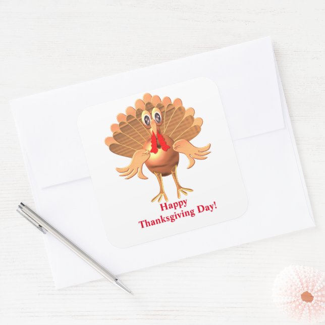 Happy thanksgiving Turkiet,Personlig Fyrkantigt Klistermärke (Kuvert)