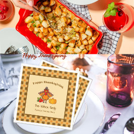 Happy thanksgiving Turkiet Pumpkin Gingham Mönster Pappersservett