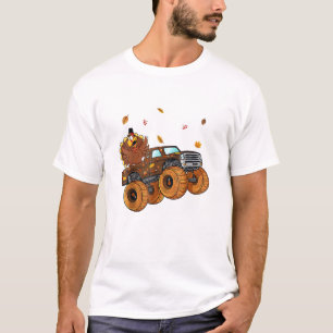 Happy thanksgiving Turkiet Riding Monster Lastbil  T Shirt