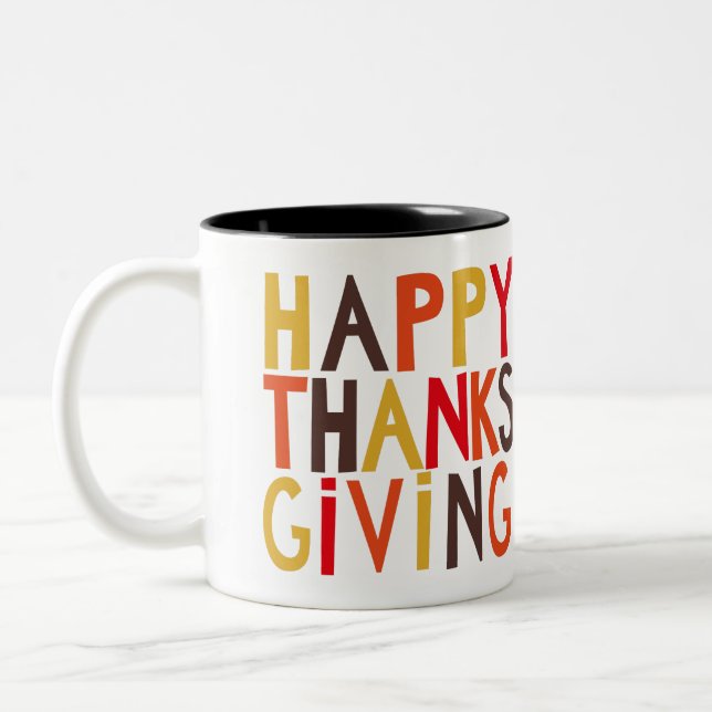 Happy thanksgiving! Två-tonkaffe Mugg (Vänster)