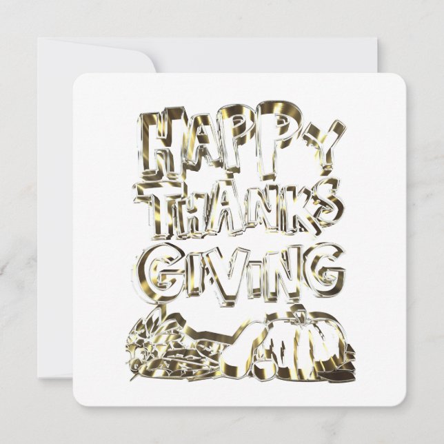Happy thanksgiving Typography Guld Harvest Pumpkin Julkort (Framsida)