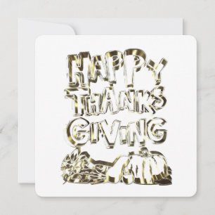 Happy thanksgiving Typography Guld Harvest Pumpkin Julkort