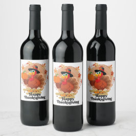 Happy thanksgiving Typography Vin-etikett Vinflaska Etikett