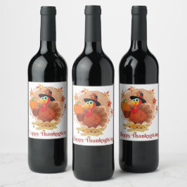 Happy thanksgiving Typography Vin-etikett Vinflaska Etikett