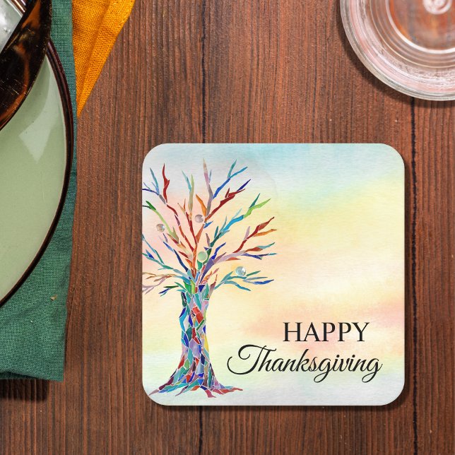 Happy thanksgiving underlägg papper kvadrat (Skapare uppladdad)