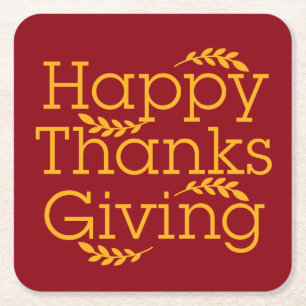 Happy thanksgiving underlägg papper kvadrat
