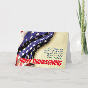 HAPPY THANKSGIVING   USA flagga   Skript Kort