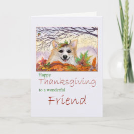 Happy thanksgiving vän - Corgihund i höst Helgkort