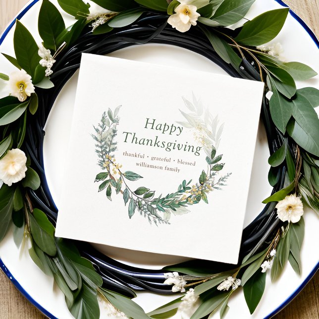 Happy thanksgiving Vattenfärg Fall Folium Utandnin Pappersservett (Skapare uppladdad)