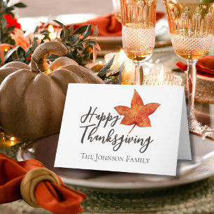 Happy thanksgiving vattenfärgskarta Löv Kort