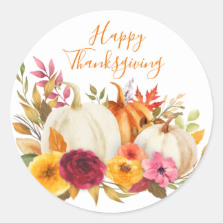 HAPPY THANKSGIVING VATTERCOLOR PUMPKIN GARDEN RUNT KLISTERMÄRKE