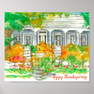 Happy thanksgiving Victorian House Autumn Poster