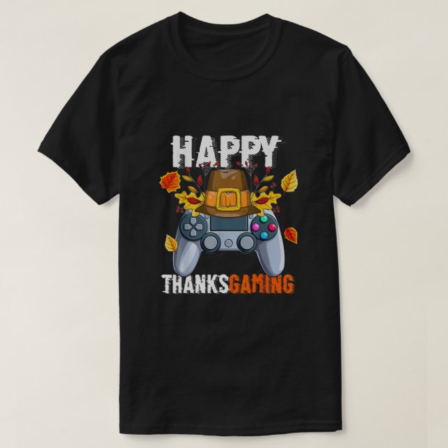 Happy Thanksgiving Video Game Controller Pilgrim C T Shirt (Design framsida)